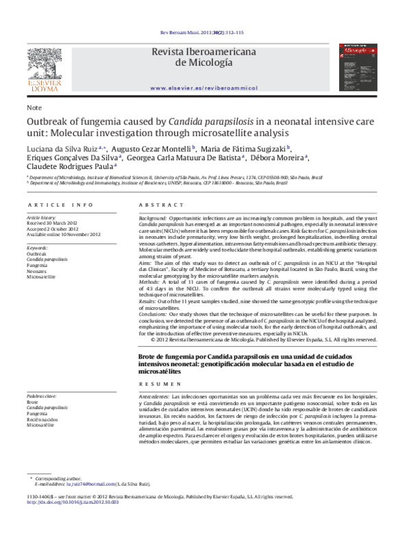 (PDF) Candidemia by Species of the Candida parapsilosis Complex in ...