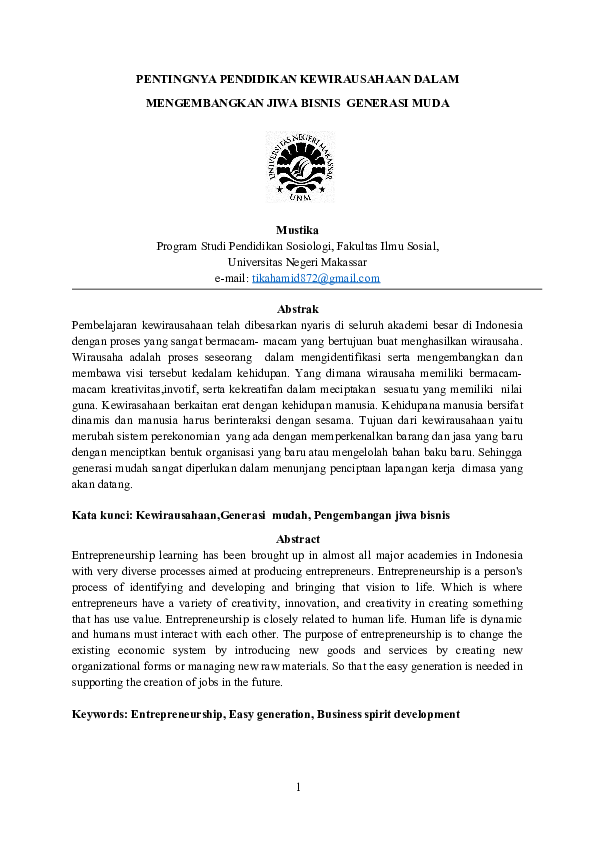 Pendidikan Wirausaha Muda Keterampilan Bisnis Generasi Muda