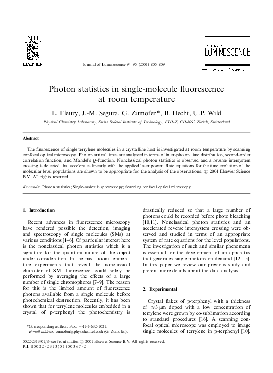 (PDF) Nonclassical Photon Statistics in Single-Molecule Fluorescence at ...