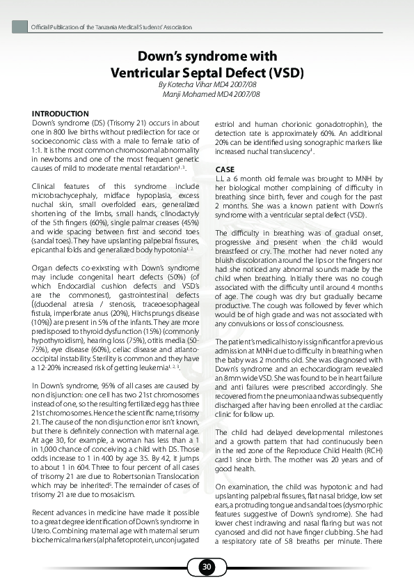 (PDF) Case Report: down’s syndrome with ventricular septal defect (vsd)