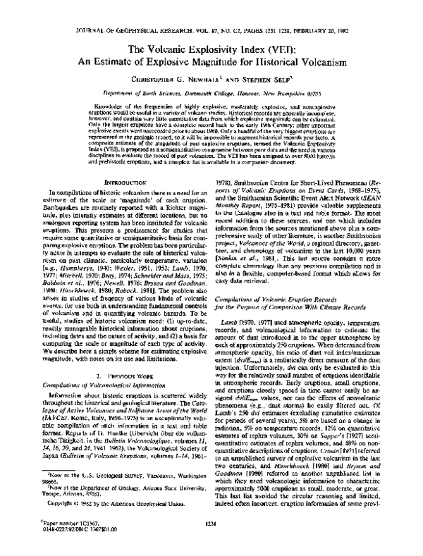 (PDF) The volcanic explosivity index (VEI) an estimate of explosive ...