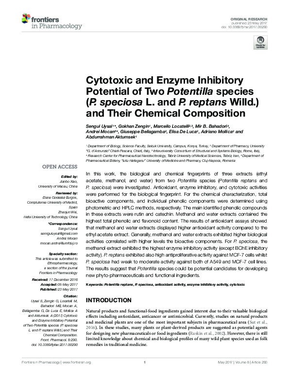 (PDF) Cytotoxic and Enzyme Inhibitory Potential of Two Potentilla ...