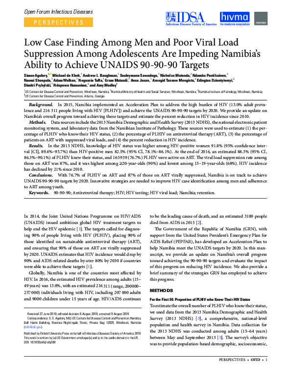 (PDF) Low Case Finding Among Men and Poor Viral Load Suppression Among ...