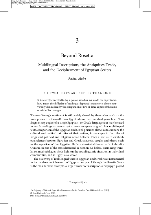 (PDF) Beyond Rosetta: Multilingual Inscriptions, the Antiquities Trade ...
