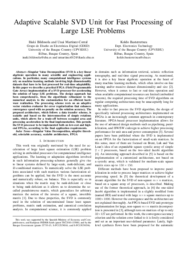 (PDF) Adaptive Scalable SVD Unit for Fast Processing of Large LSE Problems