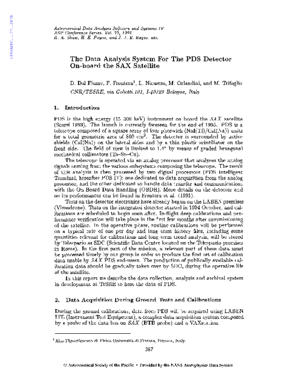 (PDF) The Data Analysis System For The PDS Detector On-board the SAX ...