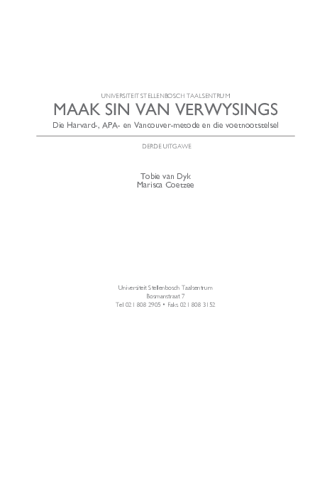 (PDF) Maak sin van verwysings: die Harvard-, APA- en Vancouver-metode ...