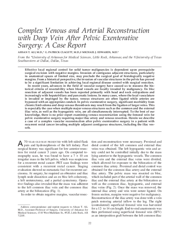 (PDF) Complex Venous and Arterial Reconstruction With Deep Vein After ...