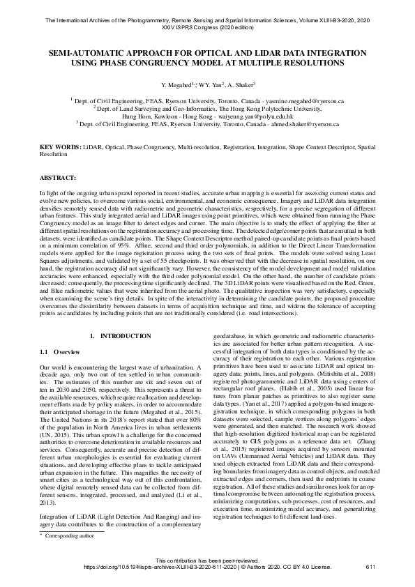 (PDF) Semi-Automatic Approach for Optical and Lidar Data Integration ...