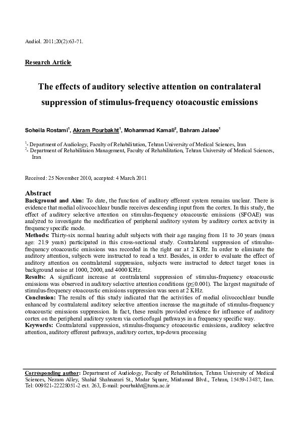 (PDF) The effects of auditory selective attention on contralateral ...