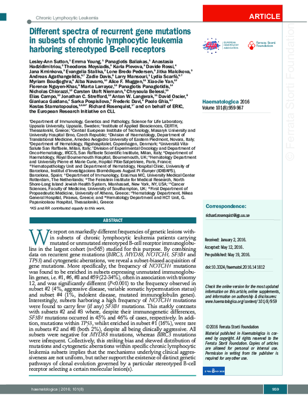 (PDF) Different spectra of recurrent gene mutations in subsets of ...