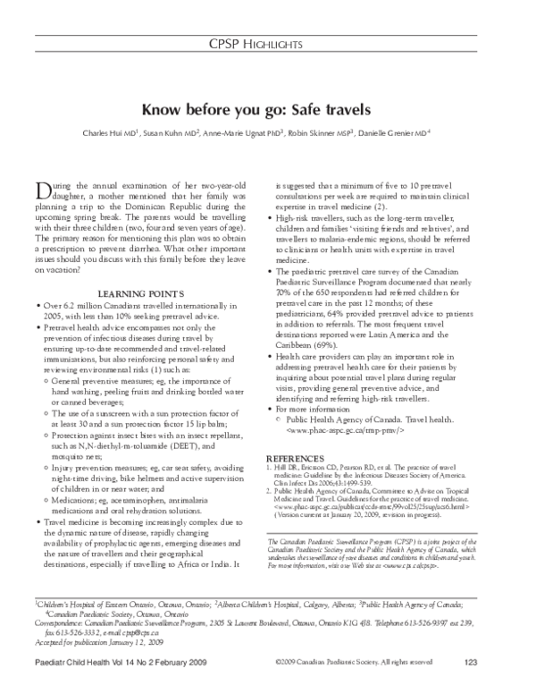 (PDF) Know before you go: Safe travels