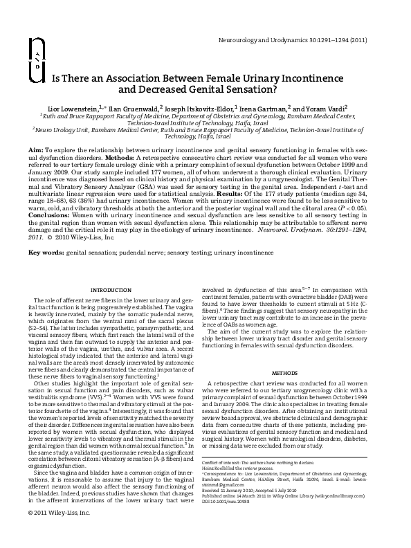 (PDF) Is there an association between female urinary incontinence and ...