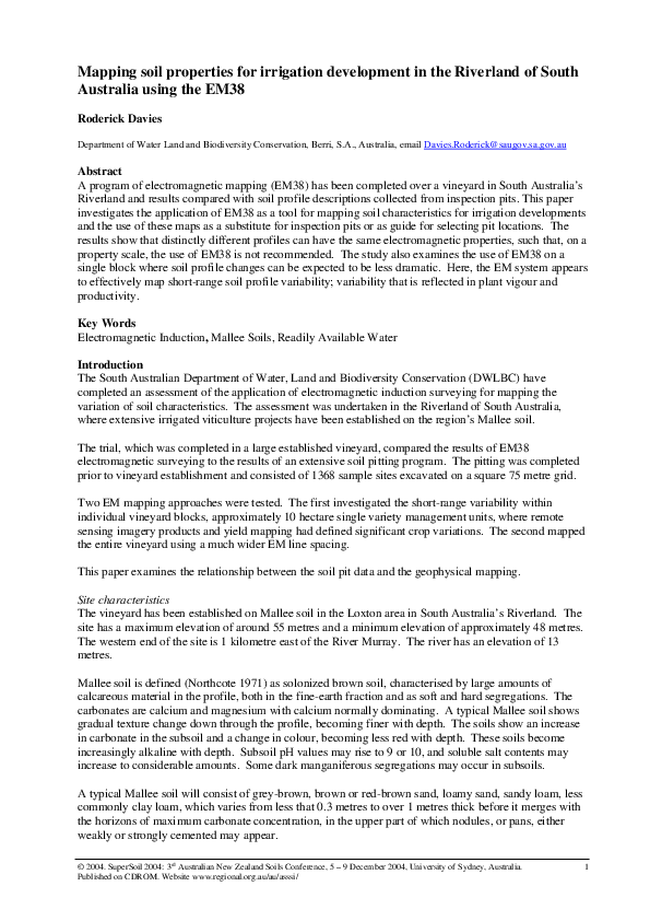 (PDF) Mapping soil properties for irrigation development in the ...