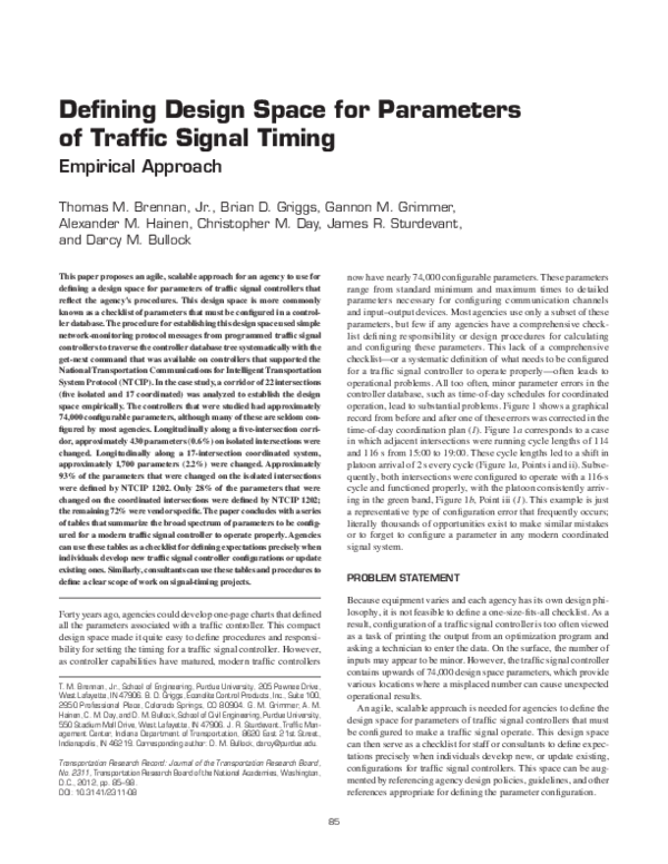 (PDF) Defining Design Space for Parameters of Traffic Signal Timing ...