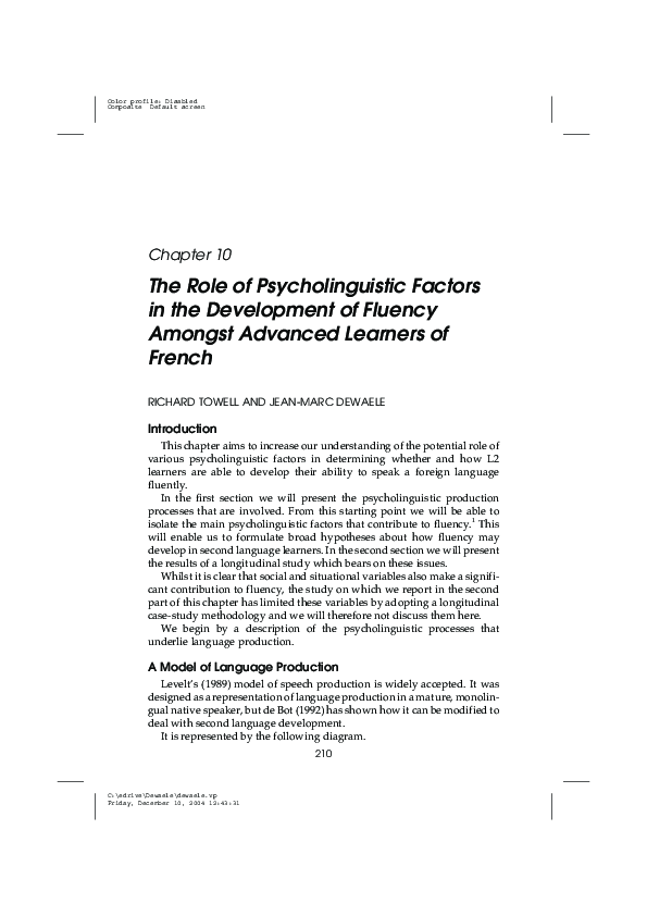 (PDF) The role of psycholinguistic factors in the development of ...