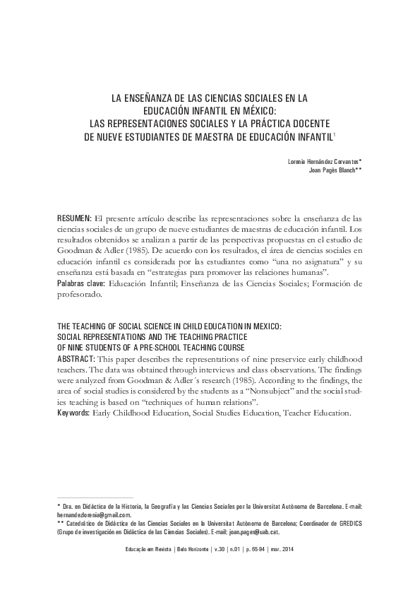(PDF) La enseñanza de las ciencias sociales en la educación infantil en ...