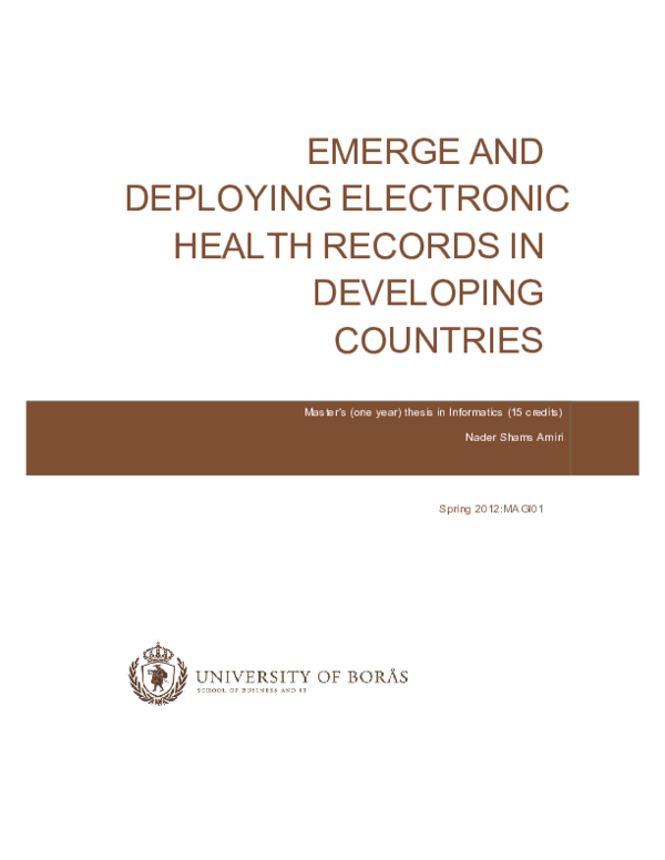 (PDF) Emerge and deploying electronic health records in developing ...