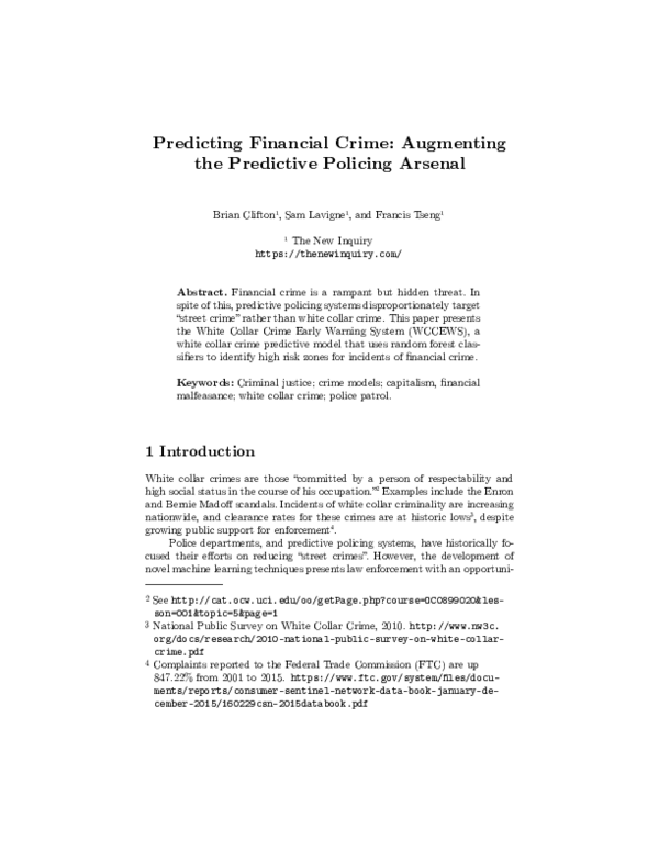 (PDF) Predicting Financial Crime: Augmenting the Predictive Policing ...