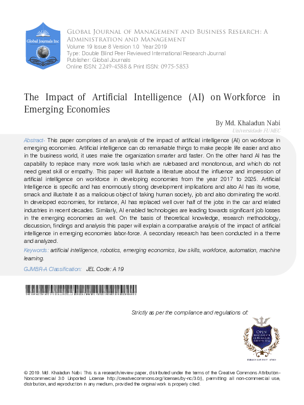 (PDF) The Impact of Artificial Intelligence (AI) on Workforce in ...