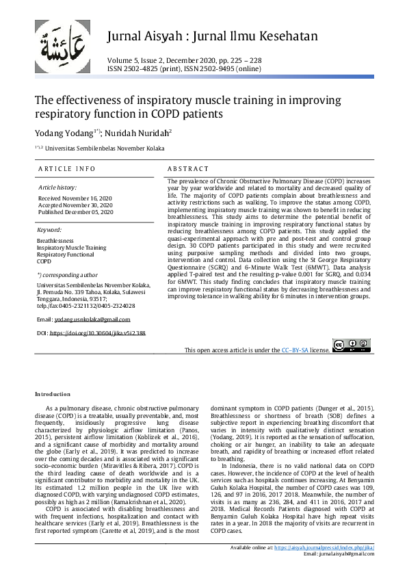 (PDF) The effectiveness of inspiratory muscle training in improving ...