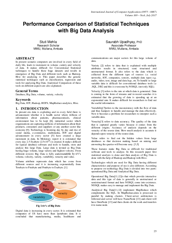 (PDF) Performance Comparison of Statistical Techniques with Big Data ...