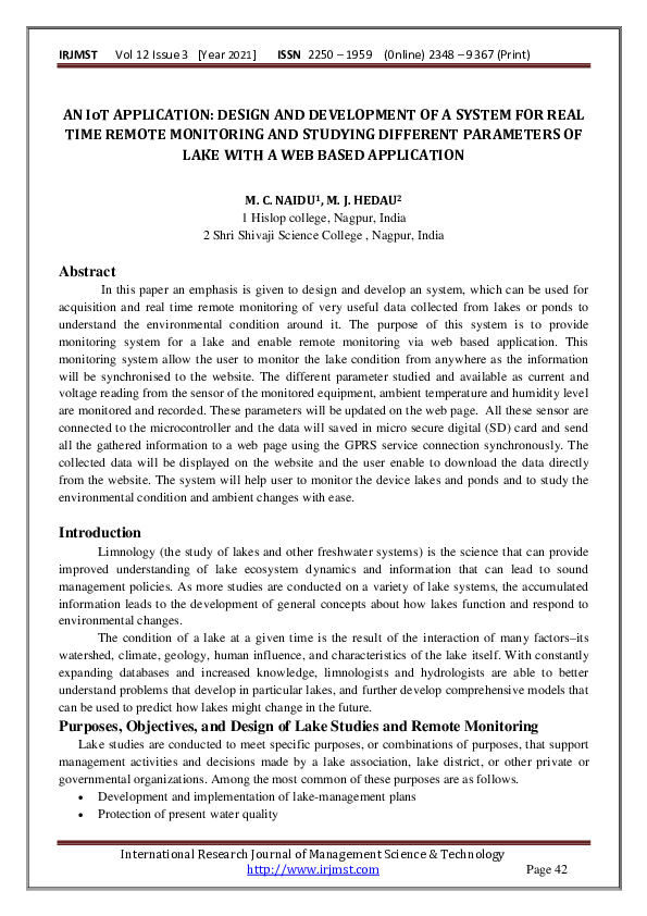 (PDF) AN IoT APPLICATION: DESIGN AND DEVELOPMENT OF A SYSTEM FOR REAL ...