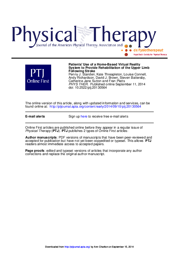 (PDF) Patients' Use of a Home-Based Virtual Reality System to Provide ...