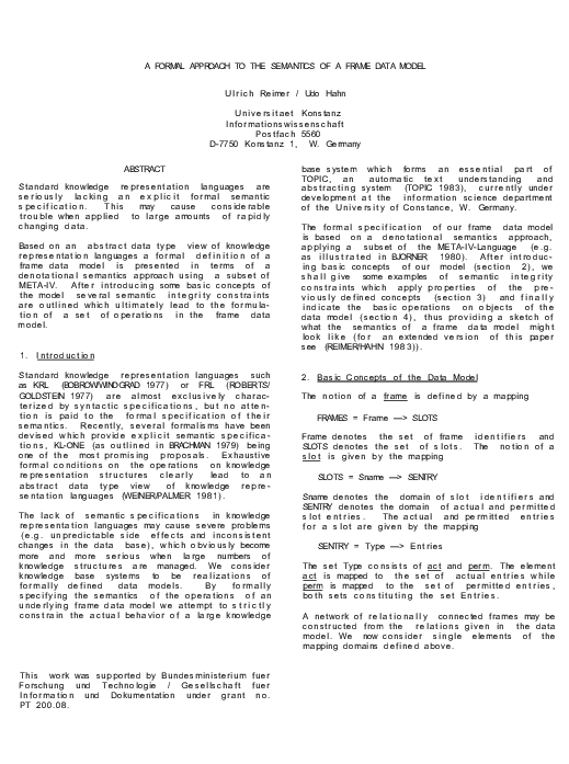 (PDF) A Formal Approach to the Semantics of a Frame Data Model