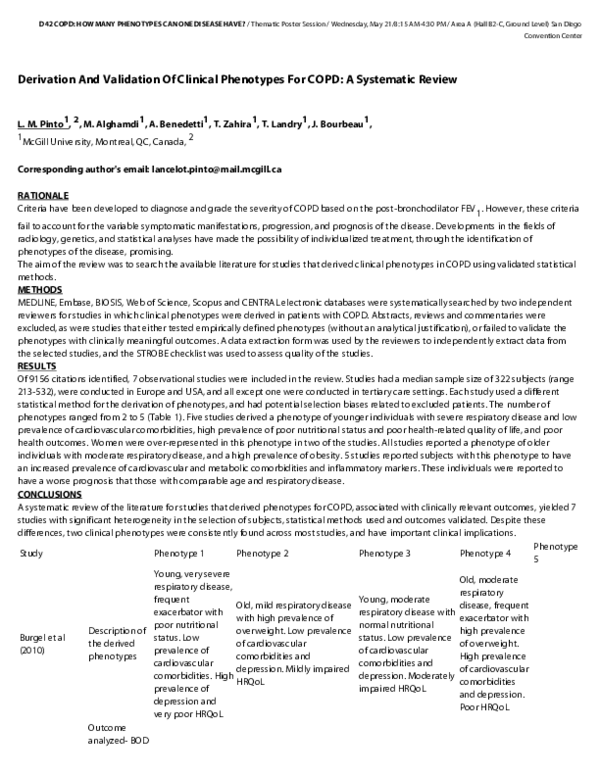 (PDF) Derivation And Validation Of Clinical Phenotypes For COPD: A ...