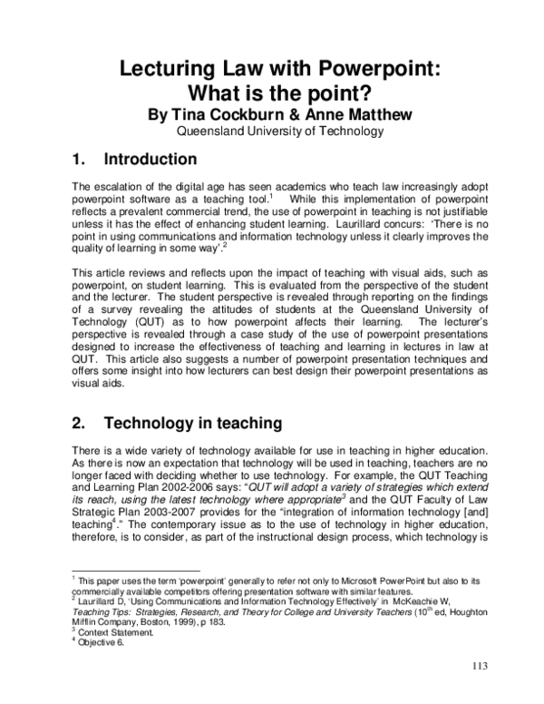 (PDF) Lecturing Law with Powerpoint: What is the Point