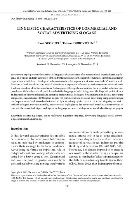 (PDF) LINGUISTIC CHARACTERISTICS OF COMMERCIAL AND SOCIAL ADVERTISING ...