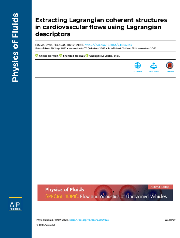 (PDF) Extracting Lagrangian coherent structures in cardiovascular flows ...