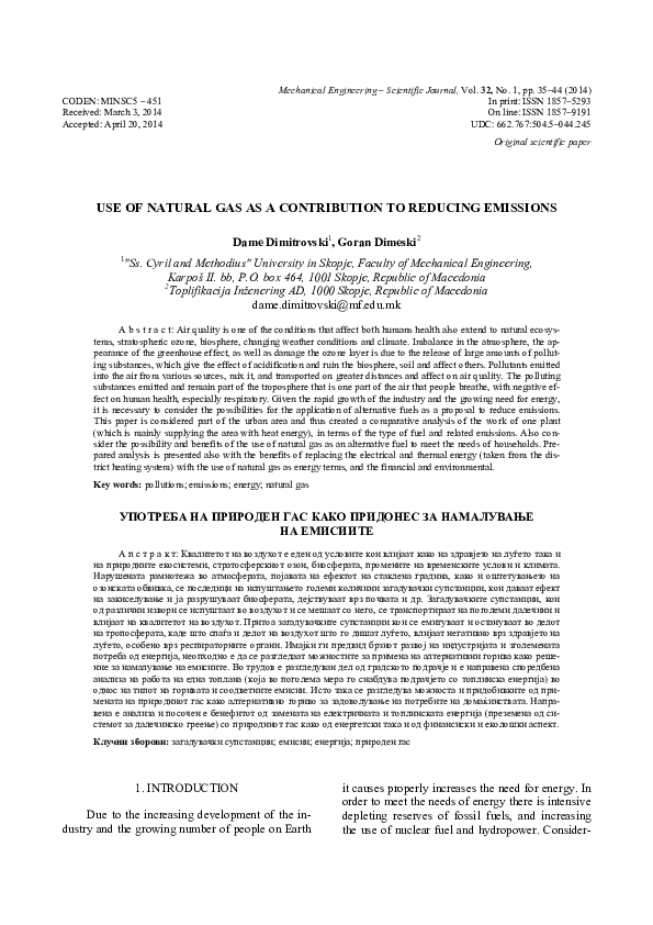 (PDF) Use of Natural Gas as a Contribution to Reducing Emissions