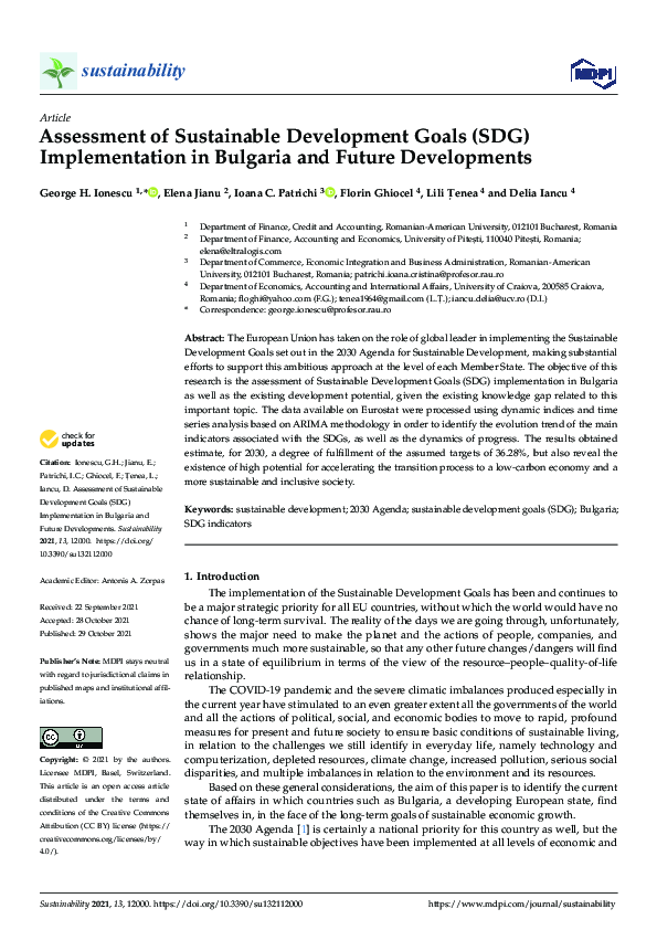 (PDF) Assessment of Sustainable Development Goals (SDG) Implementation ...