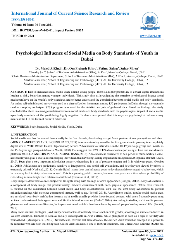 (PDF) Psychological Influence of Social Media on Body Standards of ...