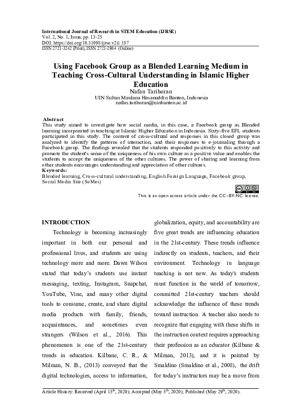 (PDF) Using Facebook Group as a Blended Learning Medium in Teaching ...
