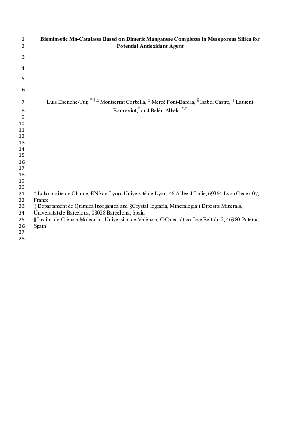 (PDF) Biomimetic Mn-Catalases Based on Dimeric Manganese Complexes in ...