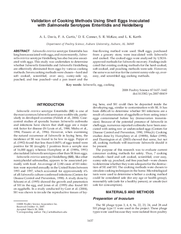 (PDF) Validation of Cooking Methods Using Shell Eggs Inoculated with ...