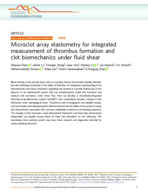 (PDF) Microclot array elastometry for integrated measurement of ...