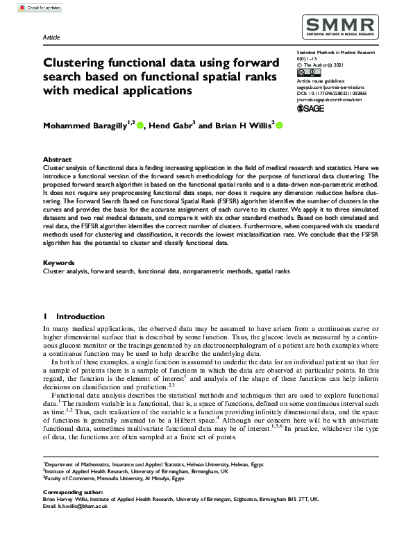 (PDF) Clustering functional data using forward search based on ...