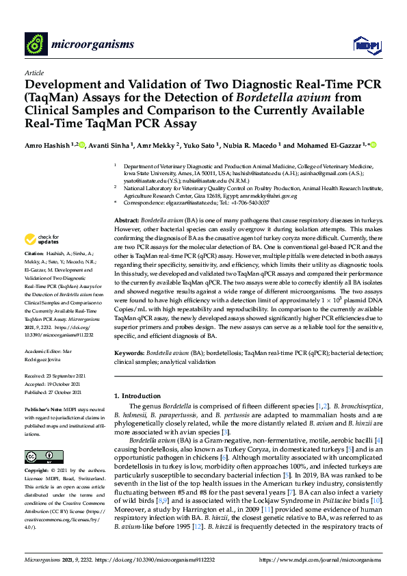 (PDF) Development and Validation of Two Diagnostic Real-Time PCR ...