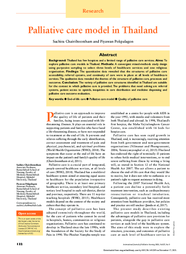 (PDF) Palliative care model in Thailand