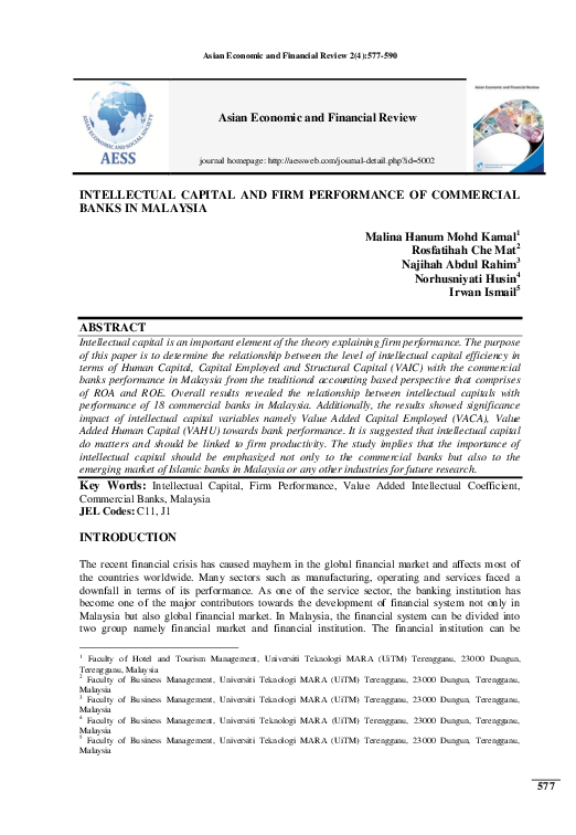 (PDF) Intellectual Capital and Firm Performance of Commercial Banks in ...