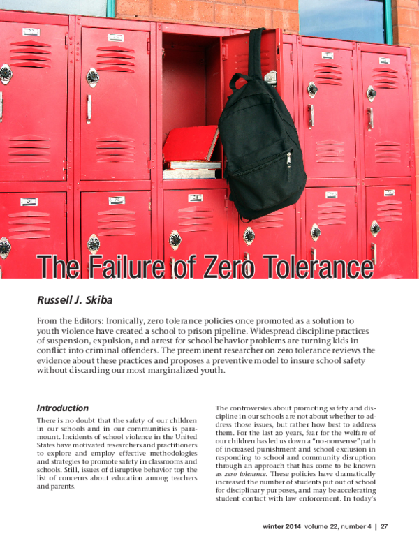 (PDF) Are Zero Tolerance Policies Effective in the Schools? An