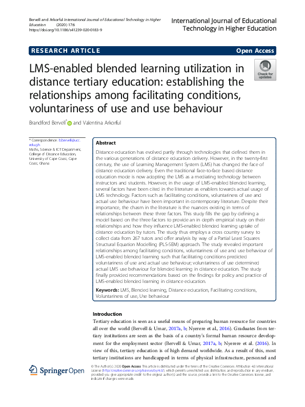 (PDF) LMS-enabled blended learning utilization in distance tertiary ...