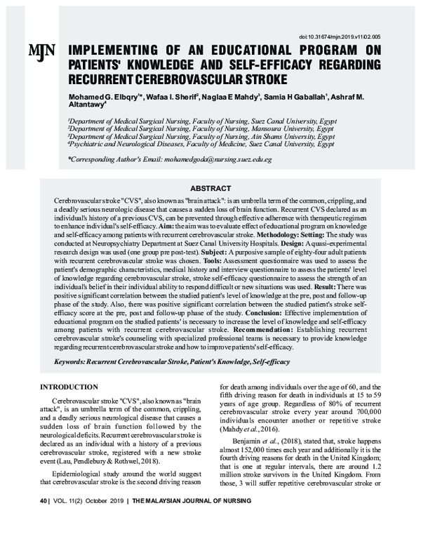 (PDF) Implementing of an Educational Program on Patients' Knowledge and ...