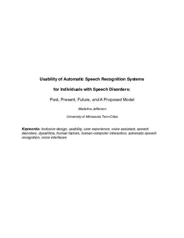 (PDF) Usability of Automatic Speech Recognition Systems for Individuals ...
