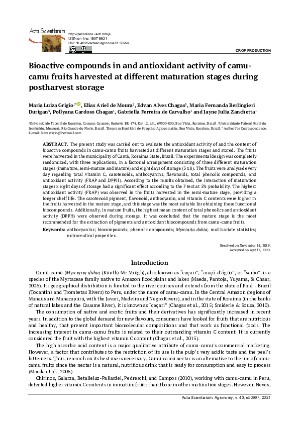 (PDF) Bioactive compounds in and antioxidant activity of camu-camu ...