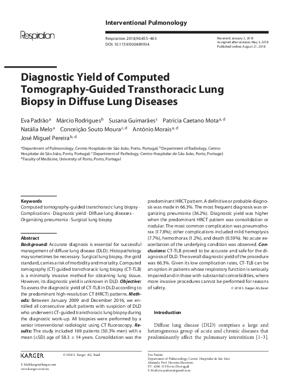 (PDF) Diagnostic Yield of Computed Tomography-Guided Transthoracic Lung ...